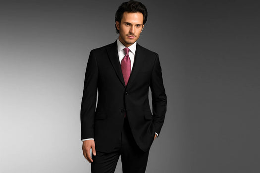 The Essential And Ever-Stylish Black Cheap Priced Business Suits Clearance Sale In A Fine 140'S For A Quality Look Available In 2 Or 3 Buttons Style Regular Classic Cut