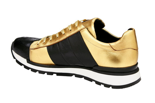 Belvedere Blake - Black & Gold Genuine Ostrich Luxury Shoe