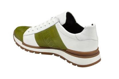 Belvedere Blake Lime/White Genuine Ostrich Leather Shoe