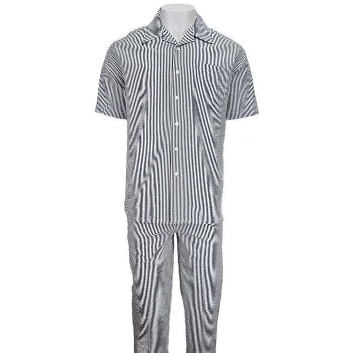 Black Seersucker Relaxed Fit Duo