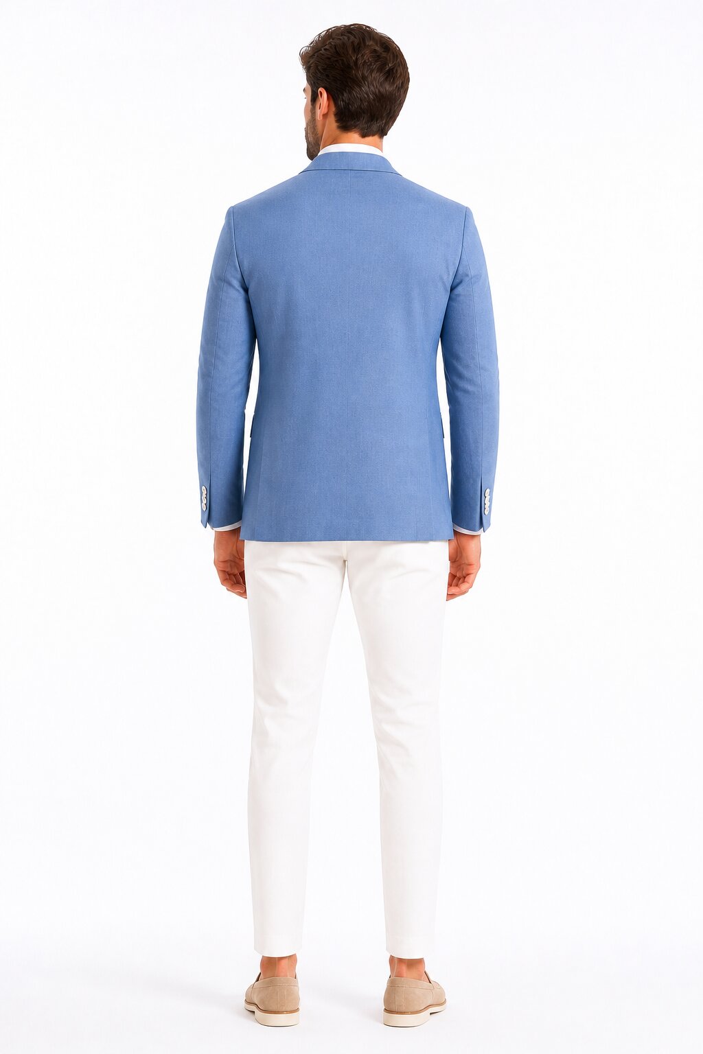 Men'S Blue One Chest Pocket Beach Weddings Attire Suit