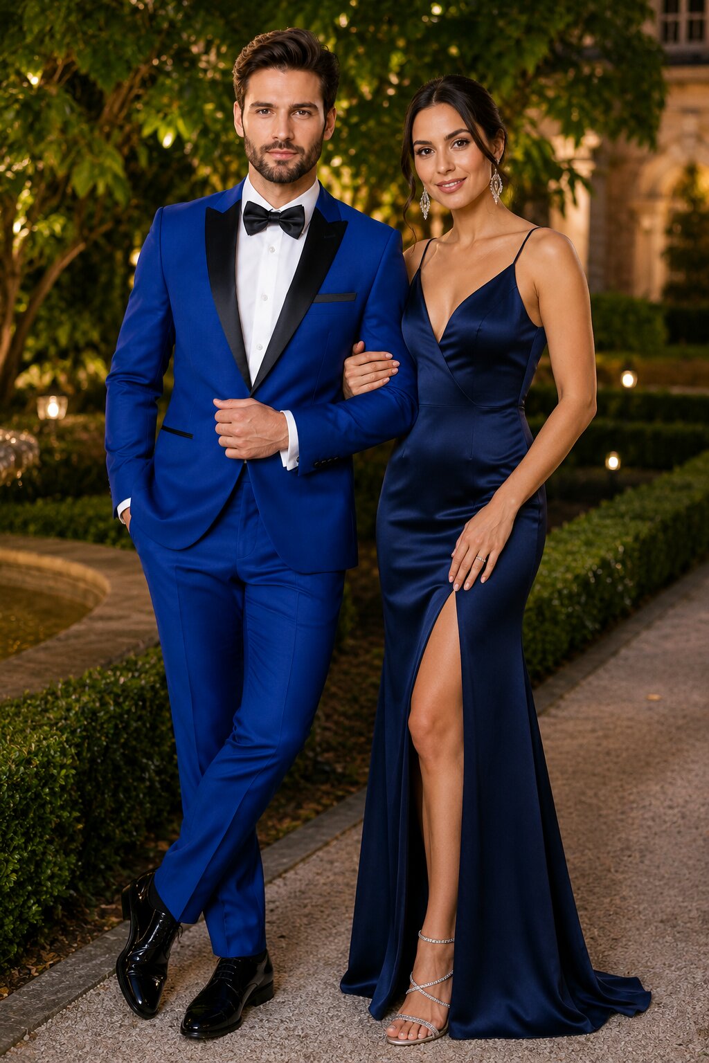 Men'S 1 Button Royal Blue Tuxedo Black Lapeled Dress Suits For Men Dinner Jacket