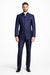 Wedding Groom Suit - Prom Tuxedo Suit - No Collar Weddig Tuxedo - Blue