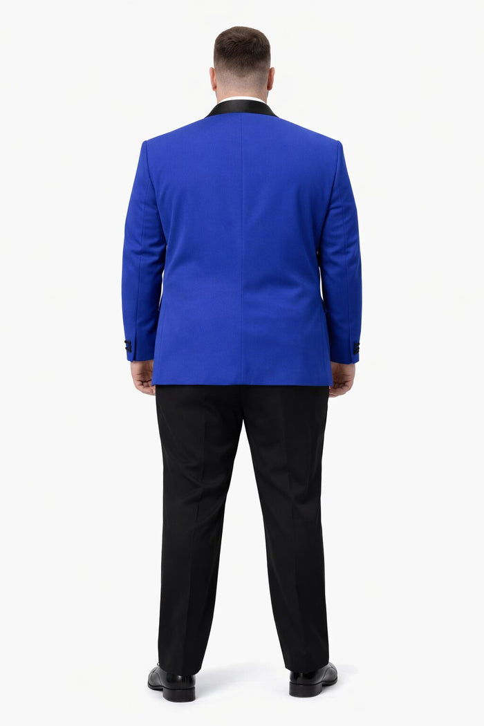 Mens Big and Tall Blazer - Blue Plus Size Tuxedo Jacket - Image 2