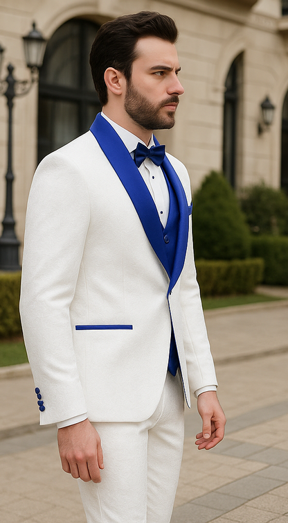 Blue Prom Suit - One Button Blue Homecoming Outfits For Guys Royal Blue Velvet Lapel - Image 3