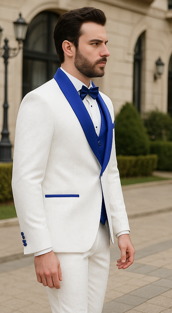 Blue Prom Suit - One Button Blue Homecoming Outfits For Guys Royal Blue Velvet Lapel - Image 3