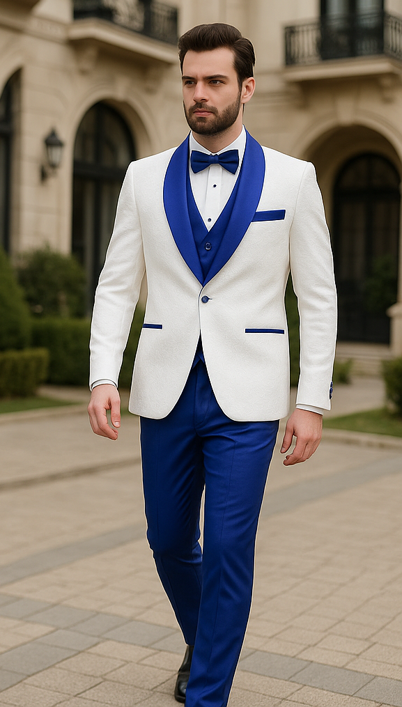 Blue Prom Suit - One Button Blue Homecoming Outfits For Guys Royal Blue Velvet Lapel - Image 4