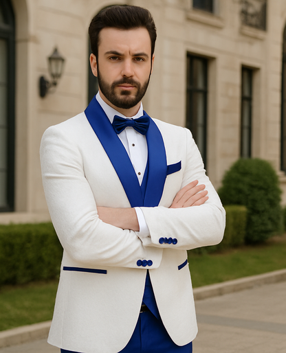 Blue Prom Suit - One Button Blue Homecoming Outfits For Guys Royal Blue Velvet Lapel - Image 5