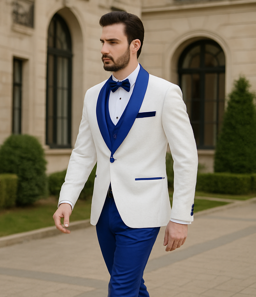 Blue Prom Suit - One Button Blue Homecoming Outfits For Guys Royal Blue Velvet Lapel - Image 6
