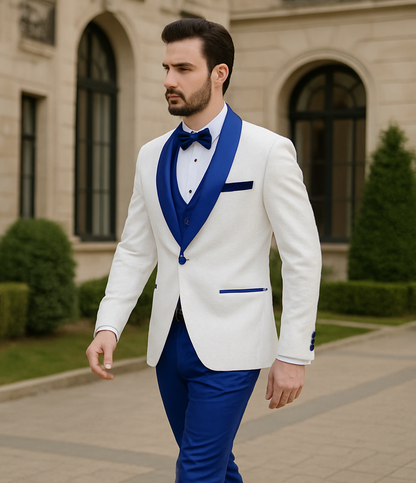 Blue Prom Suit - One Button Blue Homecoming Outfits For Guys Royal Blue Velvet Lapel - Image 6