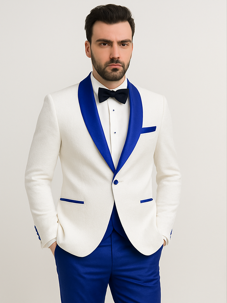 Blue Prom Suit - One Button Blue Homecoming Outfits For Guys Royal Blue Velvet Lapel - Image 7