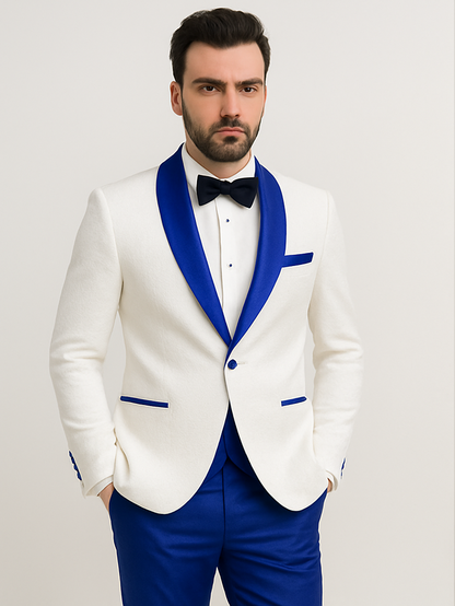 Blue Prom Suit - One Button Blue Homecoming Outfits For Guys Royal Blue Velvet Lapel - Image 7