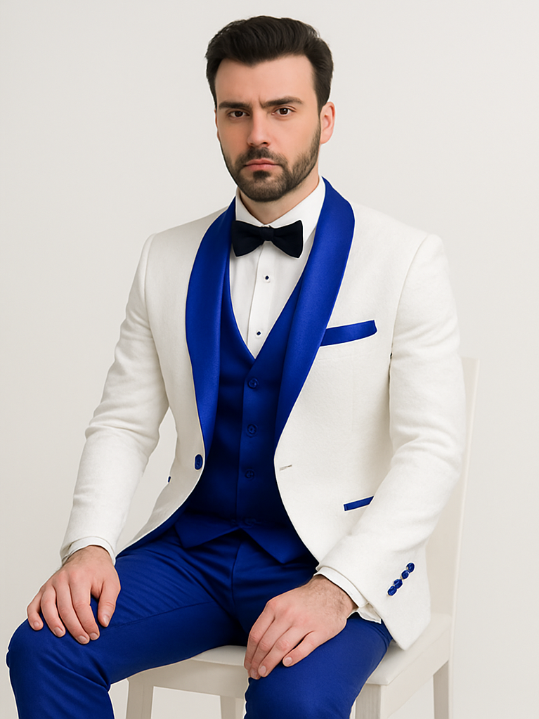 Blue Prom Suit - One Button Blue Homecoming Outfits For Guys Royal Blue Velvet Lapel - Image 8