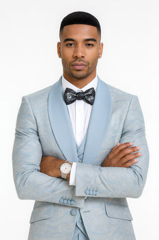 2025 Prom Special Blue Tuxedo Suit w/ Double-Breasted Vest by Tazzio - Image 5