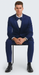 Men's Blue Satin Slim Fit Tazzio 3 Piece Suit with Double Breasted Vest and Peak Lapel Jacket