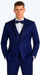 Men's Blue Satin Slim Fit Tazzio 3 Piece Suit with Double Breasted Vest and Peak Lapel Jacket
