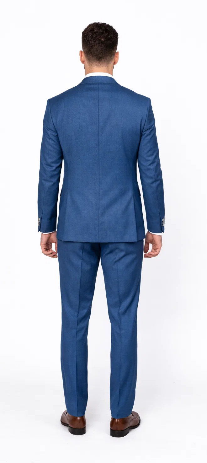 Blue Slim Fit Men’s Suit by Rossiman Rossi – Skinny Style with 1-Button Jacket - Image 2