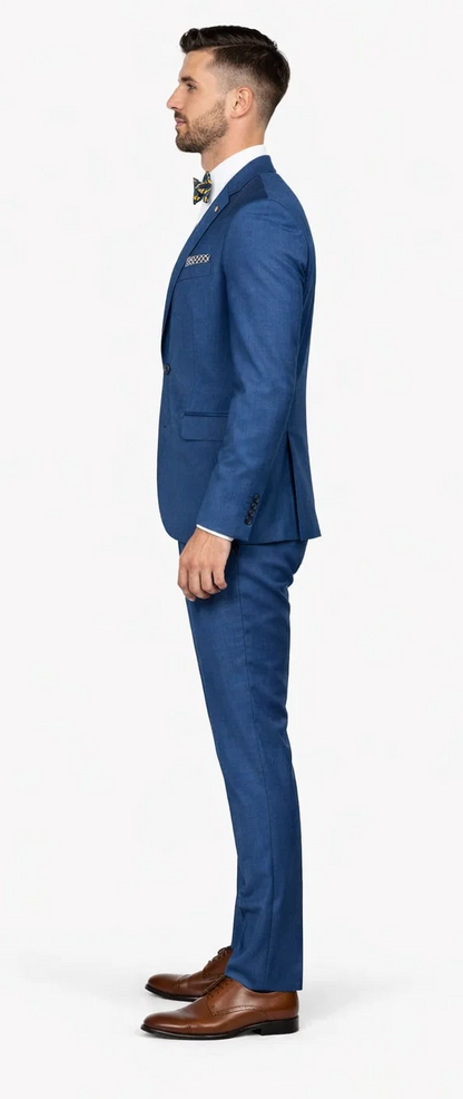 Blue Slim Fit Men’s Suit by Rossiman Rossi – Skinny Style with 1-Button Jacket - Image 3