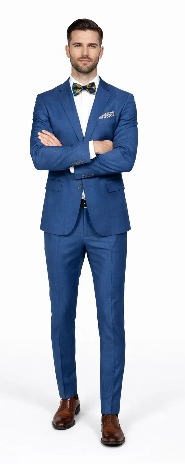 Blue Slim Fit Men’s Suit by Rossiman Rossi – Skinny Style with 1-Button Jacket - Image 5