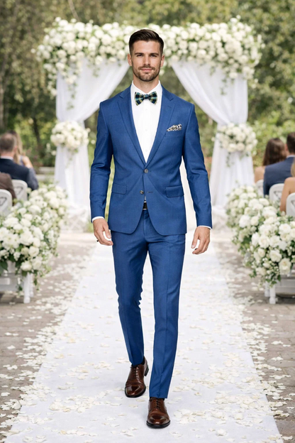 Blue Slim Fit Men’s Suit by Rossiman Rossi – Skinny Style with 1-Button Jacket - Image 6