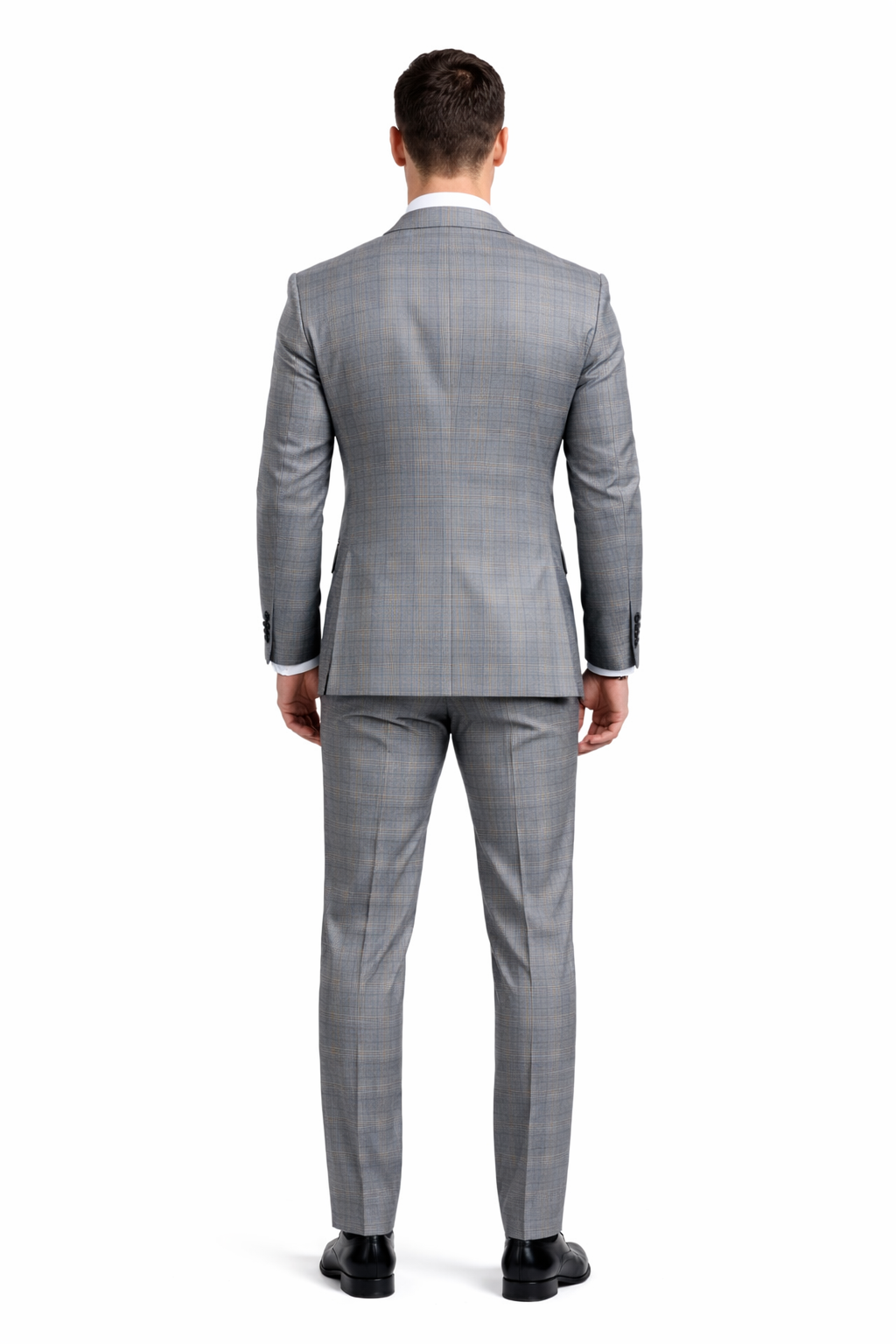 Blue Slim Fit Tuxedo 4 Piece Glen Plaid with Bow Tie - Image 2