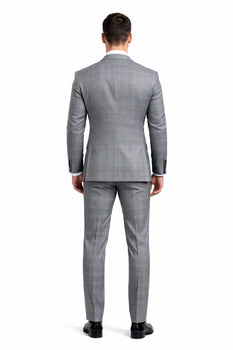 Blue Slim Fit Tuxedo 4 Piece Glen Plaid with Bow Tie - Image 2
