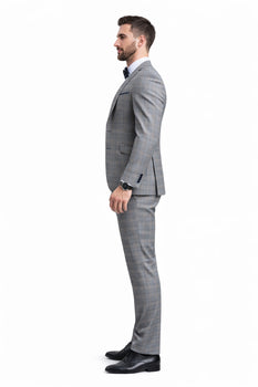 Blue Slim Fit Tuxedo 4 Piece Glen Plaid with Bow Tie - Image 7