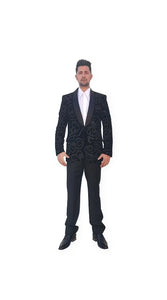 Men'S Royal Blue Shiny Sequin 2 Button Cheap Priced Casual Blazer