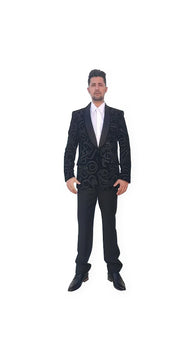 Men'S Royal Blue Shiny Sequin 2 Button Cheap Priced Casual Blazer