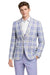 Mens Light Blue Plaid Blazer with Lavender Pants – Slim Fit Checkered Sport Coat Set