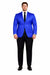 Men’s Slim Fit Blue Satin Blazer – Elegant Two-Button Formal Suit Jacket for Weddings, in blue Color