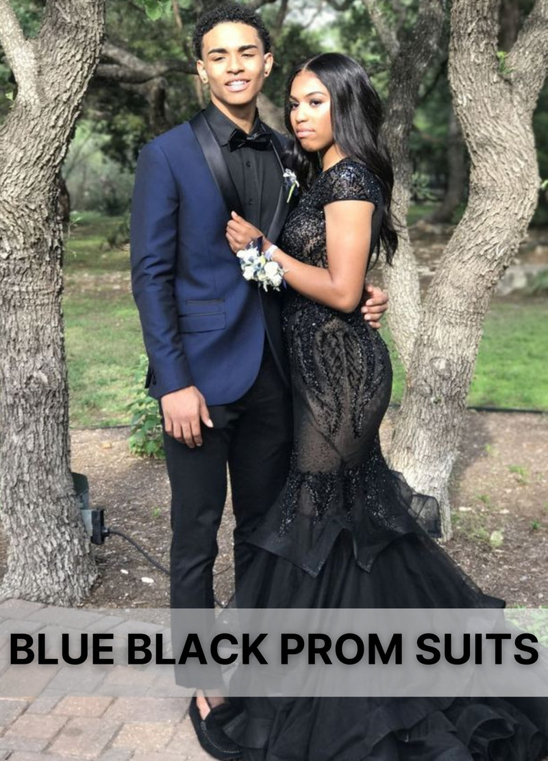 blue black Prom Suit
