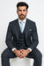 Suits With Baggy Pleated Pants - Wide Leg Pants 100% Wool - Classic Fit in Navy by Rossiman