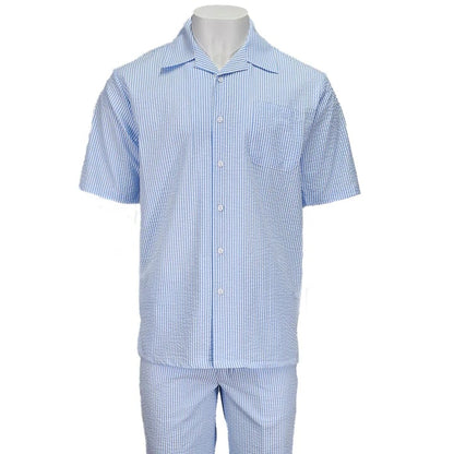 Blue Seersucker 2pc Set
