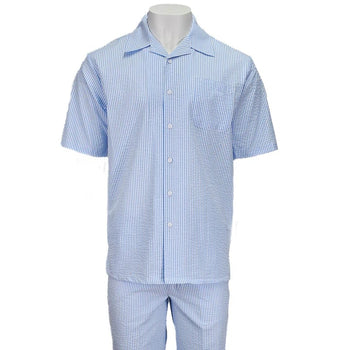 Blue Seersucker 2pc Set
