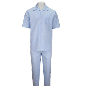 Mens 2-Piece Light Blue Seersucker Summer Set - Image 2