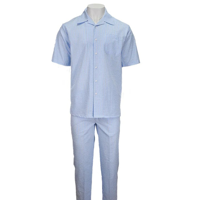 Mens 2-Piece Light Blue Seersucker Summer Set