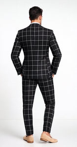 Bold Gangster Plaid Suit - 1920s Mens Fashion Window Pane Suit - Black