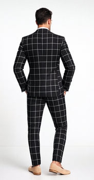 Bold Gangster Plaid Suit - 1920s Mens Fashion Window Pane Suit - Black - Image 2