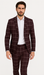 Bold Gangster Plaid Suit - 1920s Mens Fashion Window Pane Suit - Burgundy