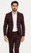 Bold Gangster Plaid Suit - 1920s Mens Fashion Window Pane Suit - Burgundy