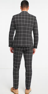 Bold Gangster Plaid Suit - 1920s Mens Fashion Window Pane Suit - Charcoal