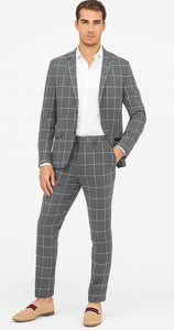 Bold Gangster Plaid Suit - 1920s Mens Fashion Window Pane Suit - Grey