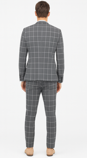 Bold Gangster Plaid Suit - 1920s Mens Fashion Window Pane Suit - Grey - Image 2