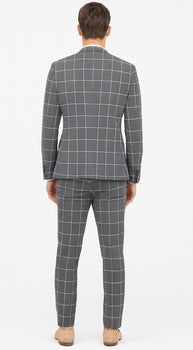 Bold Gangster Plaid Suit - 1920s Mens Fashion Window Pane Suit - Grey - Image 2