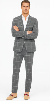 Bold Gangster Plaid Suit - 1920s Mens Fashion Window Pane Suit - Grey - Image 4