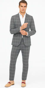 Bold Gangster Plaid Suit - 1920s Mens Fashion Window Pane Suit - Grey