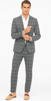 Bold Gangster Plaid Suit - 1920s Mens Fashion Window Pane Suit - Grey - Image 5