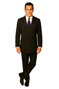 1920s Gangster Custom - Black Bold Gangster Pinstripe Suit