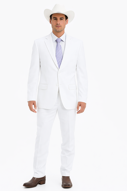 Bolzano Men's 100% Polyester 2 Buttons Fully Lined Dress Suits